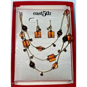 Necklace and Earrings Set Fashion Custom Jewelry East 5th Amber Color New